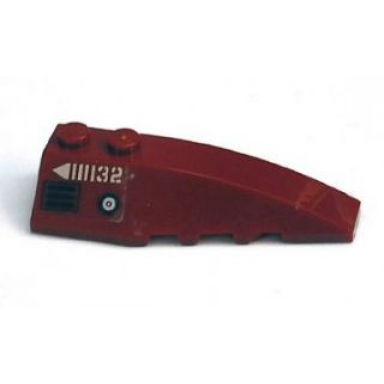 dark red wedge 6 x 2 right with number 32 and white lines and arrow pattern sticker - set 7298