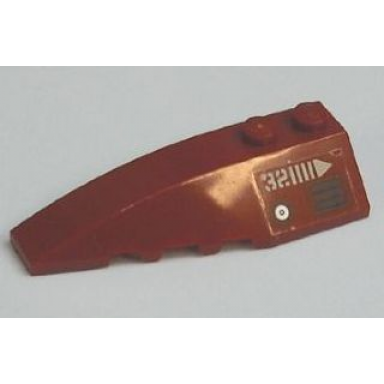 dark red wedge 6 x 2 left with number 32 and white lines and arrow pattern sticker - set 7298