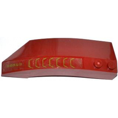 dark red wedge 8 x 3 x 2 open right with lime trapezoids and alien characters pattern sticker - set 70708