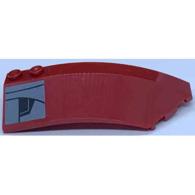 dark red wedge 8 x 3 x 2 open right with black and dark bluish gray panel and lines pattern sticker - set 75243