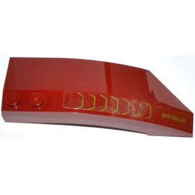 dark red wedge 8 x 3 x 2 open left with lime trapezoids and alien characters pattern sticker - set 70708