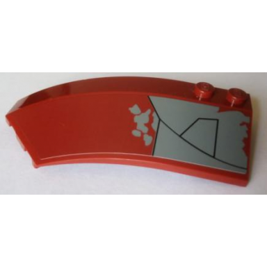 dark red wedge 8 x 3 x 2 open left with black lines and dark bluish gray panel with battle damage pattern sticker - set 75060