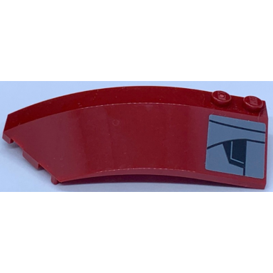 dark red wedge 8 x 3 x 2 open left with black and dark bluish gray panel and lines pattern sticker - set 75243