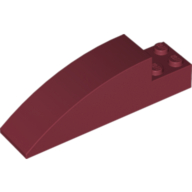 dark red slope curved 8 x 2 x 2 with 4 recessed studs
