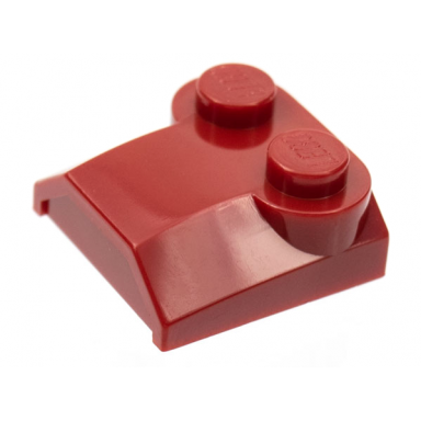 dark red slope curved 2 x 2 x 2 3 with 2 studs and curved sides lip end