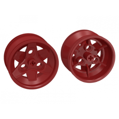 dark red wheel 43.2mm d x 26mm technic racing small 3 pin holes