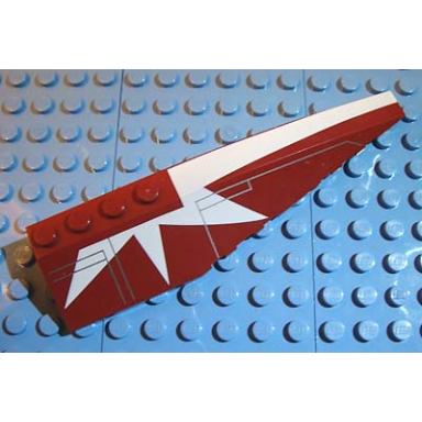 dark red wedge 12 x 3 right with sw white stripe and starburst pattern