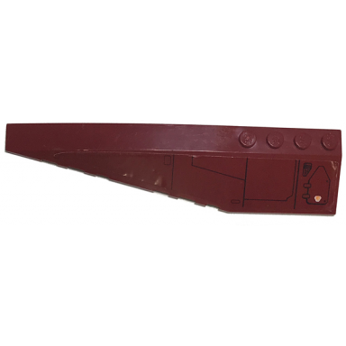 dark red wedge 12 x 3 left with sw jedi scout fighter hull plates pattern sticker - set 75051
