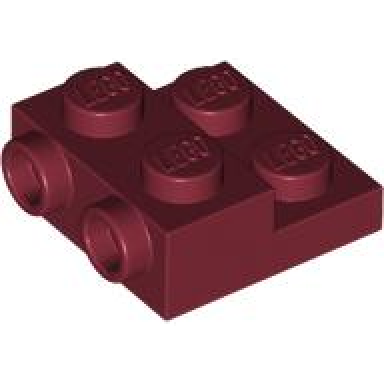 dark red plate modified 2 x 2 x 2 3 with 2 studs on side - hollow bottom tube
