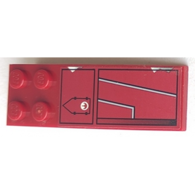 dark red slope curved 6 x 2 with black and silver lines pattern model left side sticker - set 6207