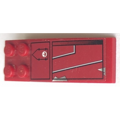 dark red slope curved 6 x 2 with black and silver lines pattern model right side sticker - set 6207