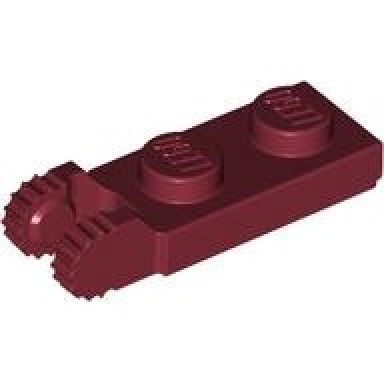 dark red hinge plate 1 x 2 locking with 2 fingers on end