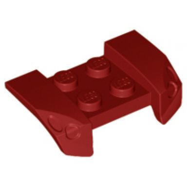 dark red vehicle mudguard 2 x 4 with headlights overhang