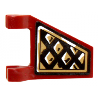 dark red flag 2 x 2 trapezoid with black and gold diamonds pattern model right side sticker - set 70732