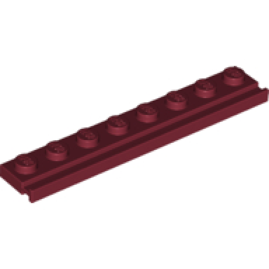 dark red plate modified 1 x 8 with door rail