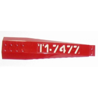 dark red wedge 16 x 4 triple curved with reinforcements with white t1-7477 left side pattern sticker - sets 7298 7477