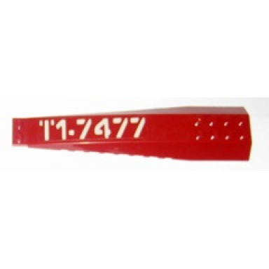 dark red wedge 16 x 4 triple curved with reinforcements with white t1-7477 right side pattern sticker - sets 7298 7477