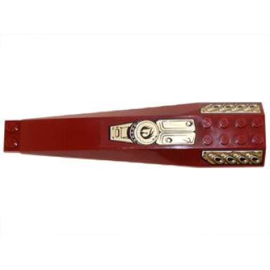 dark red wedge 16 x 4 triple curved with reinforcements with gold panels exhaust pipes and round emblem pattern stickers - set 70732
