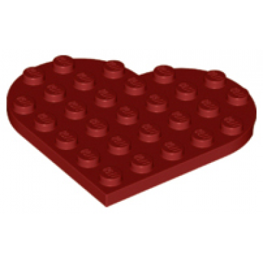 dark red plate round 6 x 6 heart