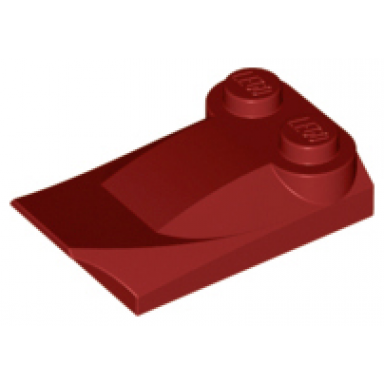dark red slope curved 3 x 2 x 2 3 with 2 studs wing end