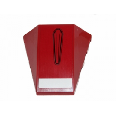 dark red wedge 4 x 4 triple curved no studs with black elongated oval and white stripe on front pattern sticker - set 75003
