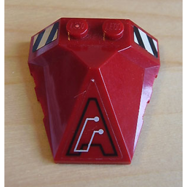 dark red wedge 4 x 4 x 1 1 3 pyramid center with stripes and exo-force circuitry left pattern a stickers - set 7705