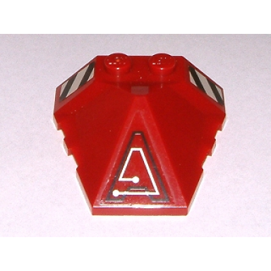 dark red wedge 4 x 4 x 1 1 3 pyramid center with stripes and exo-force circuitry right pattern b stickers - set 7705