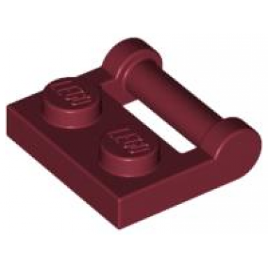 dark red plate modified 1 x 2 with bar handle on side - closed ends