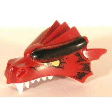 dark red dragon head fantasy era jaw upper with small black scales and yellow eyes pattern