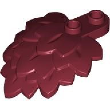 dark red plant plate round 1 x 2 with layered leaves