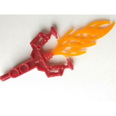 dark red bionicle weapon hordika blazer claw with molded trans-orange flexible flame pattern