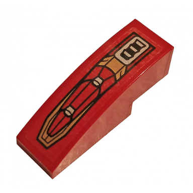 dark red slope curved 3 x 1 with gold and dark red armor plates and silver vents pattern sticker - set 76167