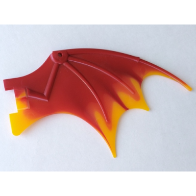 dark red dragon wing 19 x 11 with marbled orange trailing edge pattern