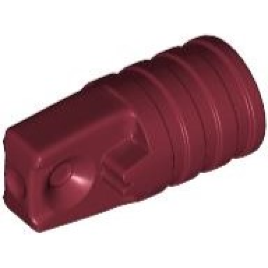 dark red hinge cylinder 1 x 2 locking with 1 finger and axle hole on ends without slots