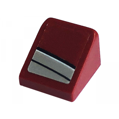 dark red slope 30 1 x 1 x 2 3 with black and silver stripes pattern model left side sticker - set 76903