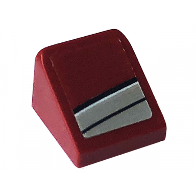 dark red slope 30 1 x 1 x 2 3 with black and silver stripes pattern model right side sticker - set 76903