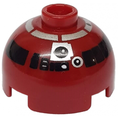 dark red brick round 2 x 2 dome top with silver and black pattern r4-p17