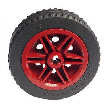 dark red wheel 30mm d x 14mm with black tire 43.2 x 14 solid 56904 30699