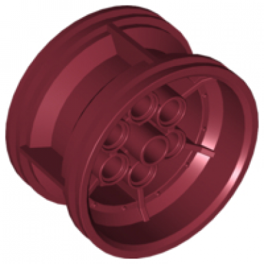 dark red wheel 43.2mm d x 26mm technic racing small 6 pin holes