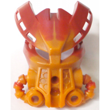 dark red bionicle mask arthron with orange face