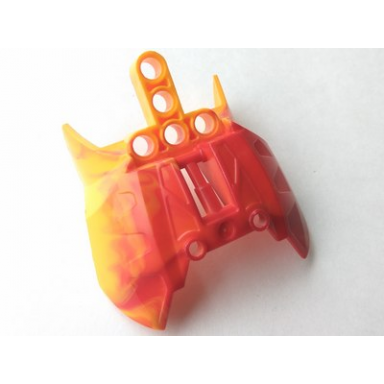 dark red bionicle barraki carapar chest cover with marbled bright light orange pattern