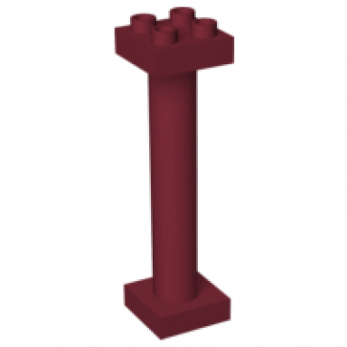 dark red duplo support column 2 x 2 x 6 round with open latticed back