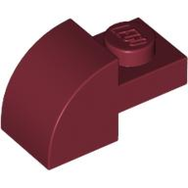 dark red slope curved 2 x 1 with recessed stud
