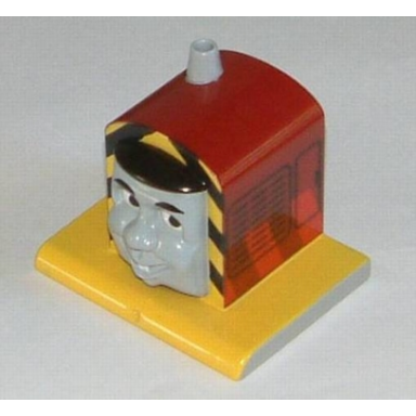 dark red duplo train thomas friends face with salty pattern
