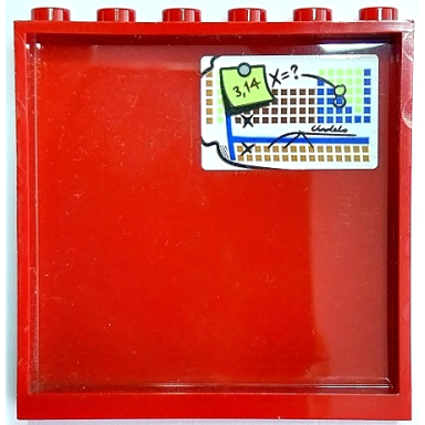 dark red panel 1 x 6 x 5 with periodic table note with 314 pi and x=? pattern sticker - set 70425