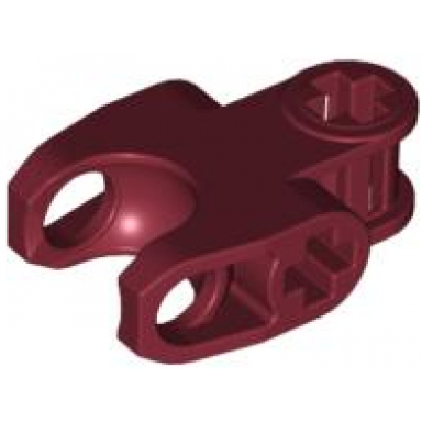 dark red technic axle connector 2 x 3 with ball joint socket - closed sides angled forks with closed axle holes