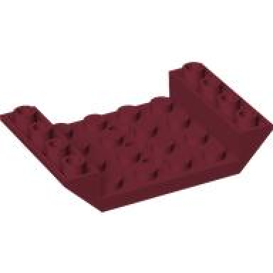 dark red slope inverted 45 6 x 4 double with 4 x 4 cutout and 3 holes