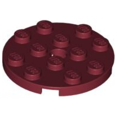 dark red plate round 4 x 4 with hole