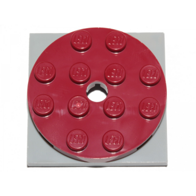 dark red turntable 4 x 4 x 2 3 with light bluish gray square base free-spinning 60474 61485