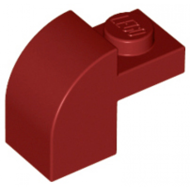 dark red slope curved 2 x 1 x 1 1 3 with recessed stud